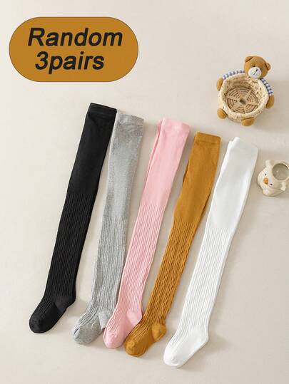 Bộ 3 chiếc quần legging dệt kim gân cho bé gái, quần bó sát mềm mại, co giãn, thích hợp cho mùa xuân, hè, thu và đông.