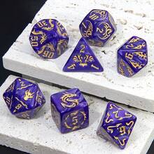 Nuevo set de 7 dados de juego de dragón y calabozo con múltiples facetas y de 2 tonos - Multicolor - Ver 3