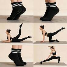 1/3/6 paires de chaussettes de yoga antidérapantes pour femmes, adaptées pour le yoga, le pilates, le ballet, le port à l'hôpital avec un design antidérapant - Multicolore - Voir 4