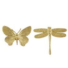 Retro Butterfly/Dragonfly Brass Handle Wardrobe Drawer Gold Cabinet Pulls Copper Handles For Furniture Cupboard Handles - Multicolor - View 2