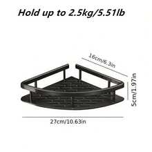 1 pieza/2 piezas Estantería de baño de metal triangular, cesta de ducha montada en la pared sin taladrar, estante de almacenamiento para baño/cocina, apto para champú, acondicionador, especias, artículos de tocador y cosméticos, diseño de drenaje perforado - Plateado - Ver 6