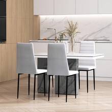 HOMCOM Modern Dining Chairs Set Of 4, Upholstered Linen Fabric Kitchen Chairs With Channel Tufting And Metal Legs For Living Room, Dining Room, Bedroom, White - White - View 1