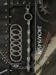 1件万圣节配饰 前卫简约蜘蛛网钥匙扣，时尚Y2K风格包包挂饰 - 骷髏頭鏈條 - 查看 6