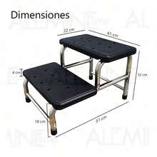 Banco taburete de 2 escalones en acero antideslizante, hasta 150 kg, ideal para cocina y uso doméstico - Negro1 - Ver 3