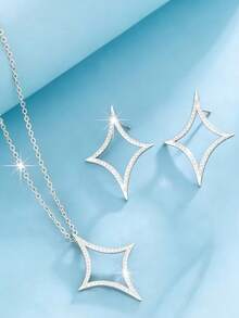 Bộ trang sức tối giản gồm nhẫn, dây chuyền và bông tai, thích hợp để đeo hàng ngày. - Nhiều màu - Xem 4