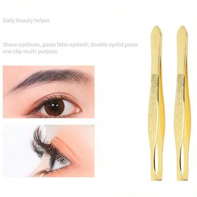 Stainless Steel Eyebrow Tweezers, Gold Eyebrow Tweezer, False Eyelash Tweezers, Makeup Beauty Tools, Eyebrow Tweezers, Eyelash Tweezers, Eye Tools Tweezers, Eyelid Tweezers