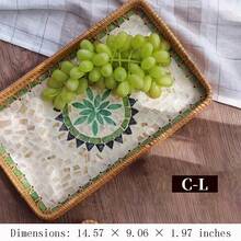 1pc Southeast Asian Handmade Rattan & Shell Square Tray, Breakfast, Afternoon Tea Decor Tray, Fruit Plate, Home Living Room Snack Storage Tea Tray - Multicolor - View 21