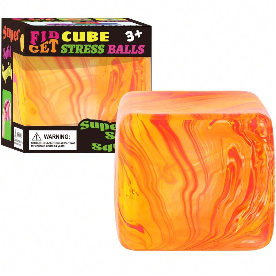 Fidget Toys Squishy Stress Cube, Stress Balls For Kids Adults Squishies Stress Relief, Ice Squishy Cube Sugar Balls, Sensory Toys For Kids With Autism, Fidgets For Classroom Prize Toys (Pink) - 橘色 - 查看 1