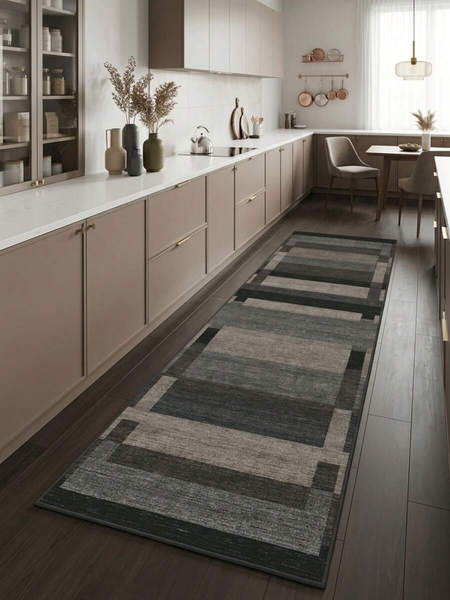 1 pieza Alfombra/Alfombra/Alfombra de área/Alfombra de baño/Felpudo/Alfombra de pasillo/Alfombra de pasillo, Estilo nórdico INS - Patrón geométrico a rayas minimalista moderno - Alfombra de pasillo larga para pasillo, baño, cocina, entrada, pasillo, mesita de noche, sala de estar, dormitorio, etc. + Alfombra lavable suave, decoración del hogar - Multicolor - Ver 1