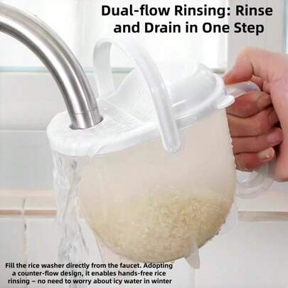 1pc Hands Free Rice Washing Machine, Draining And Flushing Type Rice Washing Tool, Lazy Rice Washing Machine, Rice Sieve, Draining Basket, Rice Washing Basket