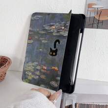 1个360°旋转水墨黑猫图案360°可旋转可折叠平板电脑保护套，兼容iPad 11/A16/第十代/Air4/5/6/Pro 12.9/2024/2025/2020/2021/2022/2023/10.2/10.9，iPad 5/5 Pro/6/6 Pro/7/7 Pro/52s Pro，非常适合工作、旅行和居家使用。 - 彩色 - 查看 4