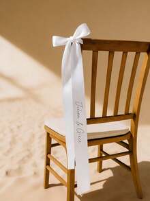 个性化婚礼花束丝带 - 可定制姓名和日期的花卉挂毯，适用于新娘送礼会、生日、毕业典礼 - 涤纶材质，设计优雅，是婚礼宾客礼物和庆典装饰的理想之选，风格精致，做工精良。 - 彩色 - 查看 3