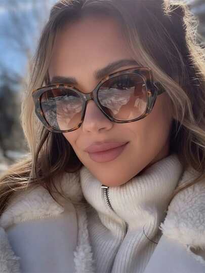 1 Pair Women's Sexy Leopard Print Large Frame Fashion Fashion Glasses