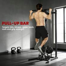 SOOZIER Cable Machine, Dual Pulley System With Pull Up Bar And 14 Adjustable Positions, Cable Crossover Machine Home Gym Fitness For 1" Weight Plates - Black - View 4