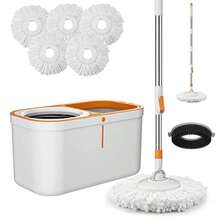 Sisi Home Textile Spin Mop Bucket With Wringer System Extended Mop Handle 61"Mop And Bucket For Floors Cleaning With 5 Replacement Head Refill 1 Cleaning Brush Head - Spin Mop Set - View 1