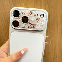 相机镜头保护膜+粉棕色心形蝴蝶贴纸，适用于苹果17 Pro/17 Pro Max，防水、防摔、防刮花 - 透明鏡頭膜+粉紅棕色貼紙 - 查看 2