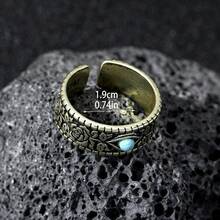 1枚天然绿松石天使之眼设计戒指，百搭礼品 - 眼睛松石戒指 - 查看 2