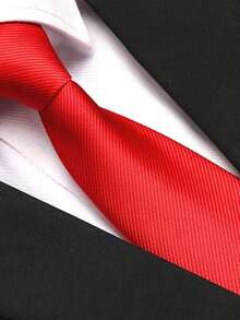 1 Piece Of Men's Solid Red Classic Casual Tie - Red - View 2