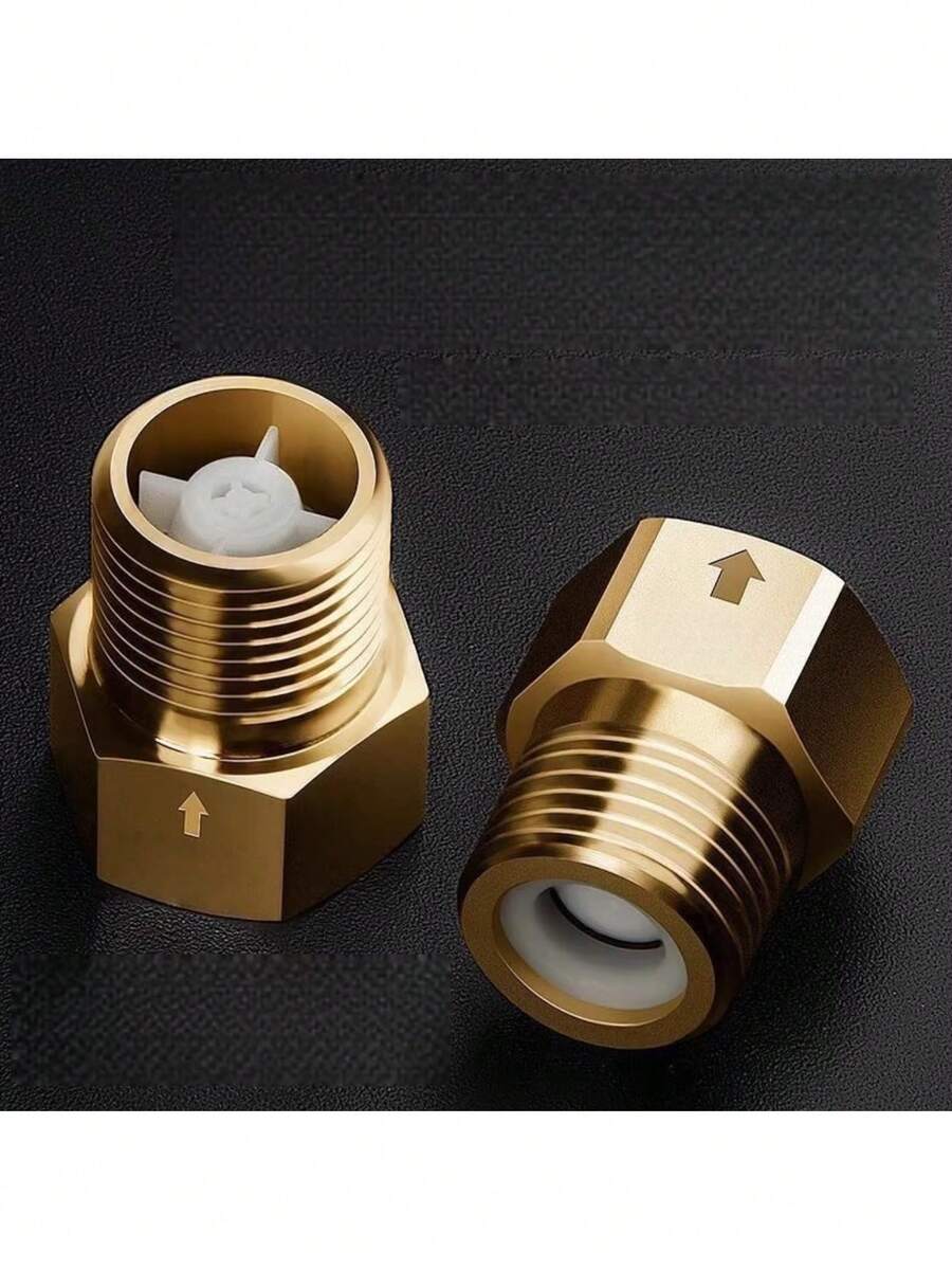 Brass Check Valve, G1/2 Internal Thread To G1/2 External Thread Anti-Backflow One-Way Toilet Plug - Suitable For Kitchen Faucets, Water Tanks, Water Heaters And Bathroom Pipes, RV. - View 1