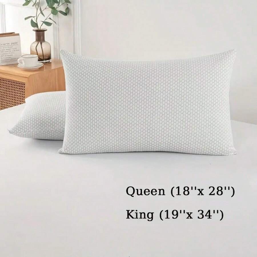2 Pack Cooling Gel Pillows For Hot Sleepers, Medium Support Breathable Bed Pillows, Hypoallergenic Down Alternative Pillows With Washable Cover, Honeycomb Pattern Pillows For All Sleep Positions - 白色2pc - 查看 1