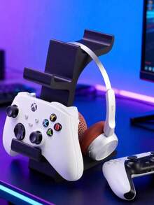 1 pieza Estética minimalista de escritorio: Controlador integrado y soporte para auriculares, con estabilidad de alta resistencia, se adapta perfectamente a los controladores de la serie 5/X1-Box X/S/Switch Pro. Crea un setup de esports inmersivo; soporte de exhibición para jugadores profesionales con excelente capacidad de carga para evitar inclinaciones. - Ver 11
