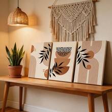 Bộ 3 tranh treo tường phong cách Boho tối giản - Tranh trừu tượng cây cối đen trắng, có khung hoặc không khung, tạo nên một bức tường trưng bày nghệ thuật Zen cho phòng ngủ, văn phòng hoặc phòng khách. - Nhiều màu - Xem 6