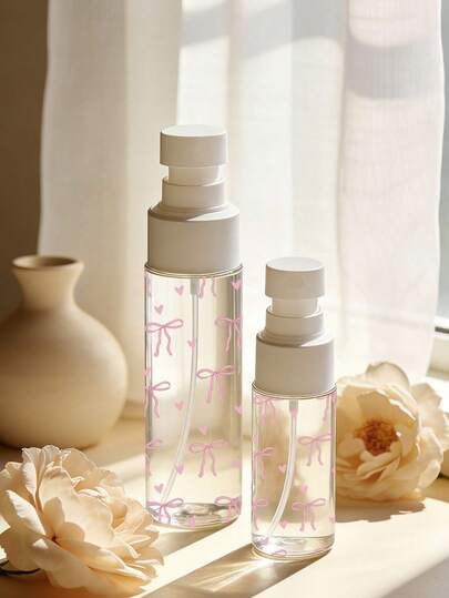 Botella de spray con diseño de lazo lindo, botella de spray de niebla fina multifuncional adecuada para viajes y viajes de negocios, botella de spray de cabello reutilizable, pulverización continua, aplicable para peinado, limpieza, cuidado de plantas y humectación facial.