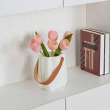 Plastic Flower Vase, Nordic Style Creative Flower Container Decor, Dry/Fresh Flower Vase, Imitation Porcelain Flower Pot - A - View 1