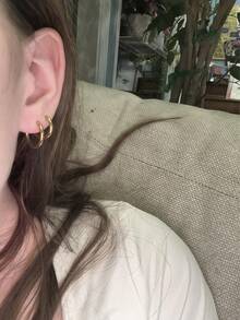 10 Pieces Of Gold Stainless Steel Ear Ring Hoops - Large-Sized Circular Earrings For Ladies - Gold Declaration Earrings / Lightweight Thick Gold Earrings - Men's Punk Hip-Hop Gift - Fashion Jewelry Piercing Accessories - 2.5mm Gold 10 Pieces - View 4