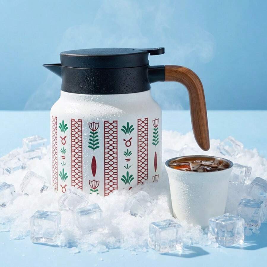 1 ấm pha cà phê/trà kiểu Ả Rập Xê Út 800ml, giữ ấm lâu, họa tiết cây cọ Trung Đông, thích hợp cho gia đình, nhà hàng, làm quà tặng, dịp Quốc khánh Ả Rập Xê Út. - Nhiều màu - Xem 1