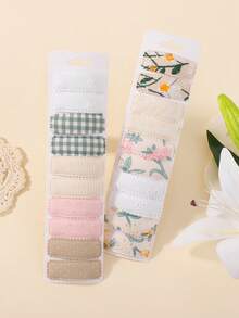 20入組可愛印花布料BB夾，帶有花卉圖案，格子和刺繡，適用於兒童 - 彩色 - 查看 20