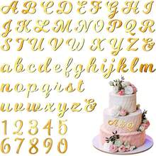 64pcs Dekorasi Huruf & Angka Akrilik untuk Kue, Angka 0-9 dan Huruf A-Z Bercermin, Hiasan Kue DIY untuk Ulang Tahun, Pernikahan, Baby Shower, dll. (Emas) - Emas - View 7