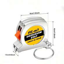 1/15pcs Mini Retractable Tape Measure Keychain With Sliding Lock - 1m/3ft Small Ruler, Pocket-Sized Keyring Tool Slogan Solid Color Casual Stainless Steel Halloween Accessories Teachers Day Christmas Gift Ideas Bag Accessories Lanyards With Id Holder Car Accessories Bag Charms - Bạc - Xem 2