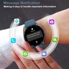 Reloj inteligente PEJE de 1.28", correa de silicona, resistente al agua IP67, reloj inteligente multifunción para deportes al aire libre, vida doméstica, viajes diarios, ligero y portátil, unisex, regalo para Android e iOS - Azul - Ver 7