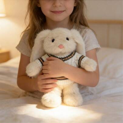 26cm/10.23inch Casual Sweater Rabbit Plush Toy, Soft And Fluffy Plush Animal With Removable Sweater, Suitable For Room Decoration, Birthday Gift, Easter Decoration, Mother's Day Gift, Graduation Gift, Wedding Anniversary Gift, And Christmas Gift.