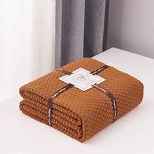 Longhui bedding - Manta de punto de color naranja quemado para sofá suave acogedora lavable a máquina 100% algodón peso pesado de 4 libras 60 x 80' bolsa de lavandería incluida - marrón - Ver 7