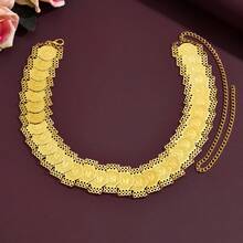 Gold Waist Belt With Arabic Coin Pendant, Luxury Bridal Accessory For Middle Eastern Wedding & Festival,Summer,Beach - Gold - View 12