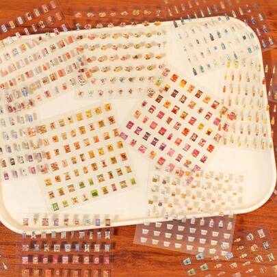 Mini Cute Stickers, Adorable Animal & Food Themed Waterproof PET Stickers, Suitable For Diary, Scrapbooking And DIY Decoration