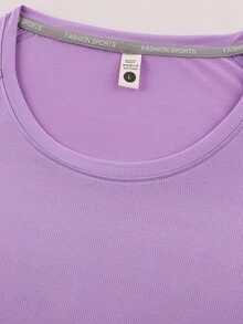 3 peças/Conjunto Novos Lançamentos Primavera/Verão Camiseta Solta Estampada de Manga Curta para Mulheres, Camiseta Esportiva Casual Solta de Manga Curta de Cor Sólida Versátil para Exercícios - Multicolorido - Visão 8