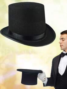 Black Hat, Jazz Hat, Glasses For Magician Stage, Halloween, Punk - A - View 14