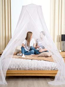 1pc Adult White Mosquito Net Canopy - Bed Canopy Decor, Suitable For Double Bed, Queen Bed, Single Bed, Flame Retardant Material, Prevent Mosquitoes, Suitable For Home Bedroom Decor, Outdoor Camping - Multicolor - View 3
