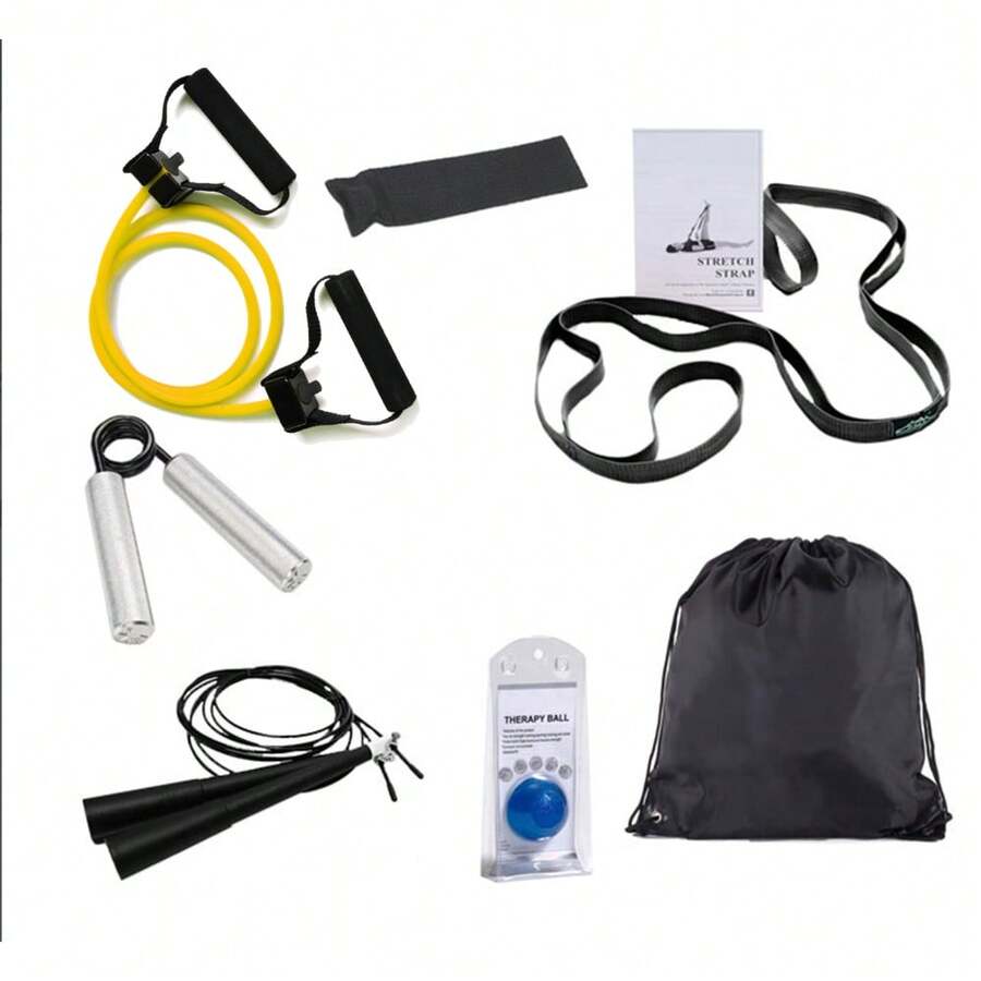 DECO Home Gym 7-Piece Fitness Kit Resistance Training, Stretching Set, Grip Enhancers - 黑色 - 查看 1
