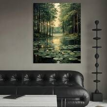 Enmarcado 1 pieza, con marco,  () Paisaje de pradera de bosque neblinoso, arte de pared de lienzo, pintura de paisaje de naturaleza pacífica, decoración de vegetación tranquila para espacios interiores de relajación - 3G5161G0845 - Enmarcado - Ver 4