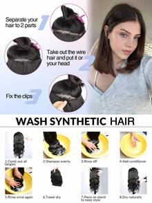 12 Inch Short Straight Hair Invisible Mesh Hair Extensions For Women, Synthetic Hair Pieces With Thin Soft Lace Mesh And Invisible Hair Clips - Multicolor - View 6