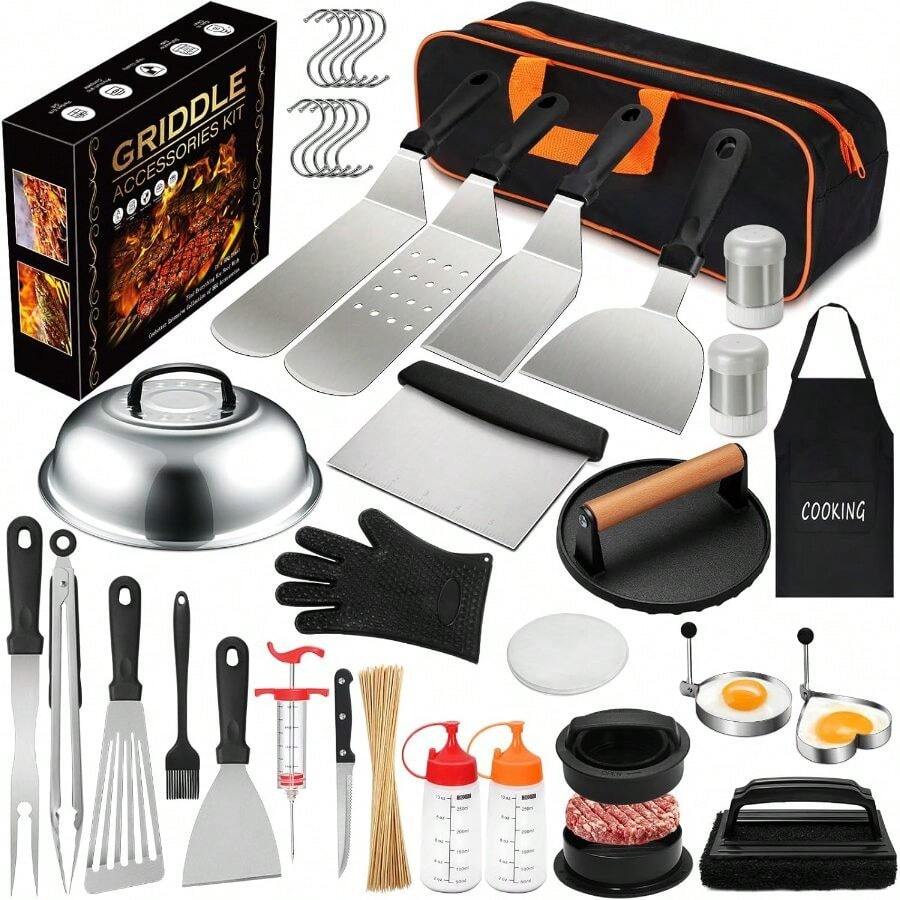 237pcs Griddle Accessories Kit Blackstone, Flat Top Grilling Accessories, Grill Spatula Set With Enlarged Spatulas, Basting Cover, Burger Press Patty Maker, Scraper Outdoor Barbecue - 預設 - 查看 1