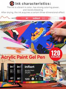 New Acrylic Painting Gel Pens, 36/48/54/60/72/90/120/216 Color Set, 1.0mm Fine Tip Colored Pens, Suitable For Student Painting, DIY Doodle, Highlighting, Sketchbook Coloring, Overlaying Art Journal Marking, Student Note-Taking - Technical Pen - View 7