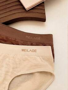 4pcs/Pack Seamless Mid-Waist Panties, Maillard Color Comfortable High Elasticity Triangle Briefs - Multicolor - View 9