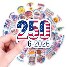 50 piezas Pegatinas conmemorativas del 250 aniversario de EE. UU., pegatinas decorativas impermeables, arte de pegatinas creativas para decoración de pared de la sala de estar, decoración del hogar - Multicolor - Ver 3
