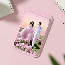 Custom Couple Photo Faux Leather Magnetic Card Holder - Personalized ID & Credit Card Case, Romantic Gift For Lovers - Orange - View 6