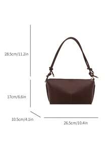 2025 New Arrival Large Capacity Crease-Resistant Striped Fresh Casual Commute Solid Color Shoulder Tote Bag - Brown - View 6